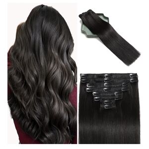 Clip in Hair Extensions - Real Human Hair, 20 inch